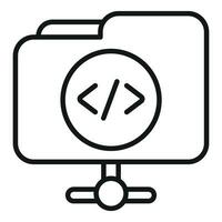 Folder system api icon outline vector. Gear hosting vector