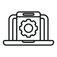 Gear support hosting icon outline vector. Tech team vector