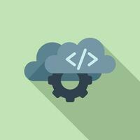 Cloud gear support icon flat vector. Mobile server app vector