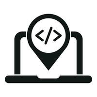 Laptop code read icon simple vector. Gear hosting vector