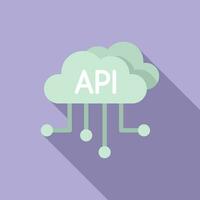 api datos nube icono plano vector. engranaje hospedaje Internet vector