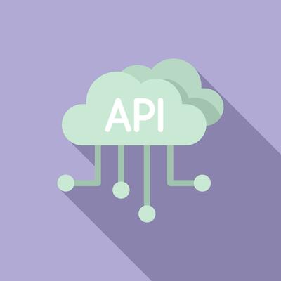 Api data cloud icon flat vector. Gear hosting internet