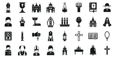 Chaplain icons set simple vector. Muslim ramadan namaz vector