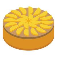 Big holiday pie icon isometric vector. Cake caramel cafe vector