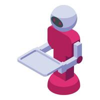 New robot waiter icon isometric vector. Online ai chef vector