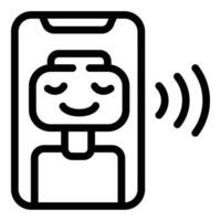 móvil inalámbrico chatbot icono contorno vector. inteligente teléfono centrar vector