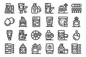 Skin foundation icons set outline vector. Care makeup product vector