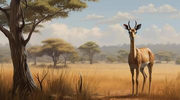 AI generated Gerenuk natura animal wallpaper background photo