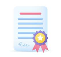 Document page certificate icon. Form with winner medal vector