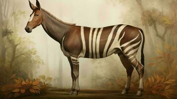 AI generated Okapi natura animal wallpaper background photo