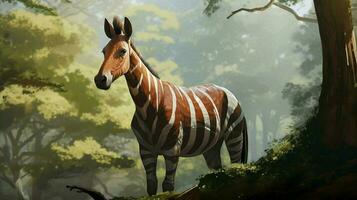 AI generated Okapi natura animal wallpaper background photo