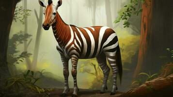 AI generated Okapi natura animal wallpaper background photo