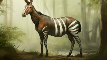 AI generated Okapi natura animal wallpaper background photo