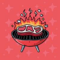 Cartoon vector illustration of Barbeque grill. New year's eve vector illustration