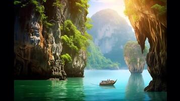 AI generated couple of boats beautiful nature photo