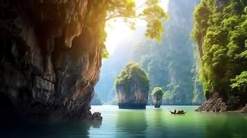 AI generated couple of boats beautiful nature photo