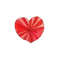 Watercolor paper red heart vector
