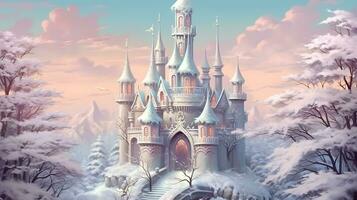 AI generated painting of winter castle photo
