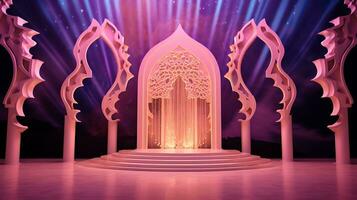AI generated Islamic Stage religion background photo