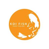 diseño del logotipo de peces koi, vector de peces ornamentales de la suerte y el triunfo chino, icono de pez dorado de la marca de la empresa