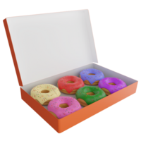 Donut box clipart flat design icon isolated on transparent background, 3D render food and dessert concept png