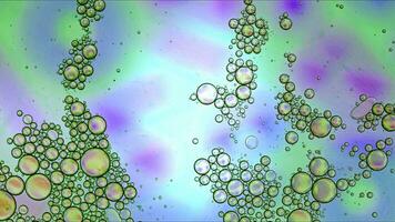 Abstract Colorful Food Oil Drops Bubbles and spheres Flowing on Water Surface photo