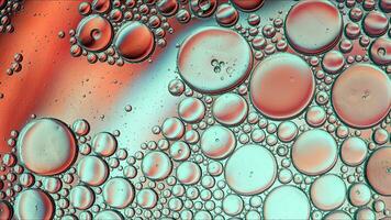 Abstract Colorful Food Oil Drops Bubbles and spheres Flowing on Water Surface photo