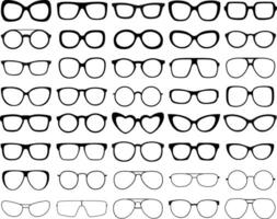 Glasses silhouette. Sunglasses, eyeglasses, isolated on white background ,Various shapes in vector illustrations.