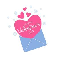 Red heart in postal envelope. Art design for Valentine's Day greetings and card, web, banner, poster, flyer, brochure, print. vector