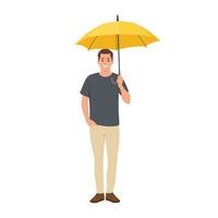 Man standing with umbrella vector