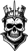 cráneo y cruzado espadas negro y blanco ilustración aislado en antecedentes. foto