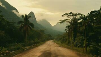 ai generado generativo ai, brasileño hermosa estético paisaje con montañas, apagado colores, amazónico naturaleza foto