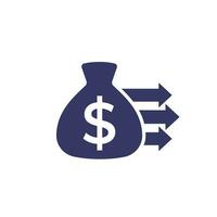 Lump sum payment icon with money bag on white vector