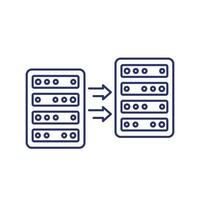 server backup, copy data line icon on white vector