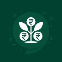 Passive income and growing money icon with rupee, vector