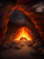 AI generated burning house on a fire background photo