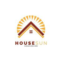 House Sun Icon Vector Logo Template Illustration Design