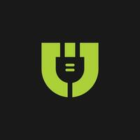 letter U logo with plug vector