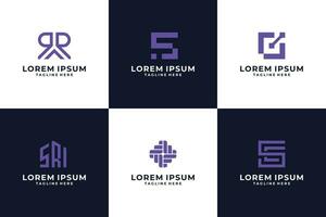 Purple monogram creative logo vector