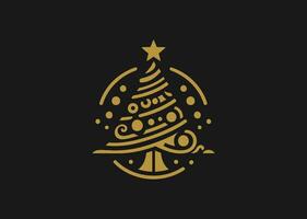 contento nuevo año 2024 oro saludos tarjeta resumen Navidad árbol sencillo vector ilustración elegante lujoso logo diseño