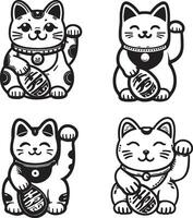 Japanese Waving Cat Illustration. vector