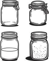 Glass Jar Sketch Drawing. vector