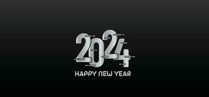 Happy New Year 2024 text effect design black background vector