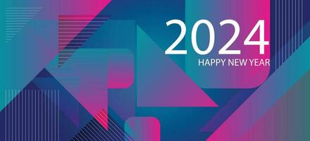 2024 Happy New Year abstract geometric background vector