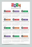 2024 Calendar Design Vector Image