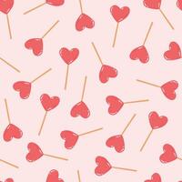 valentine's day seamless pattern with heart lollipopson pink background for wallpaper, textile prints, packaging, wrapping paper, etc. EPS 10 vector