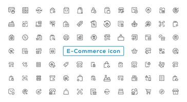 Set of Shopping icons. E-commerce icon collection. Online shopping thin line icons vector