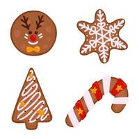 homemade cookies, New Year's gingerbread cookies, painting on gingerbread. Illustration for backgrounds and packaging. Image can be used for greeting card, poster. Isolated on white background. vector