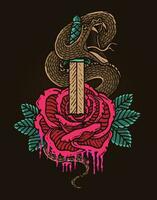 Illustration vintage snake rose - Vector Design