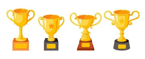 Trophy, cup icons set. Icons of champions, sport award isolated on a white background. vector